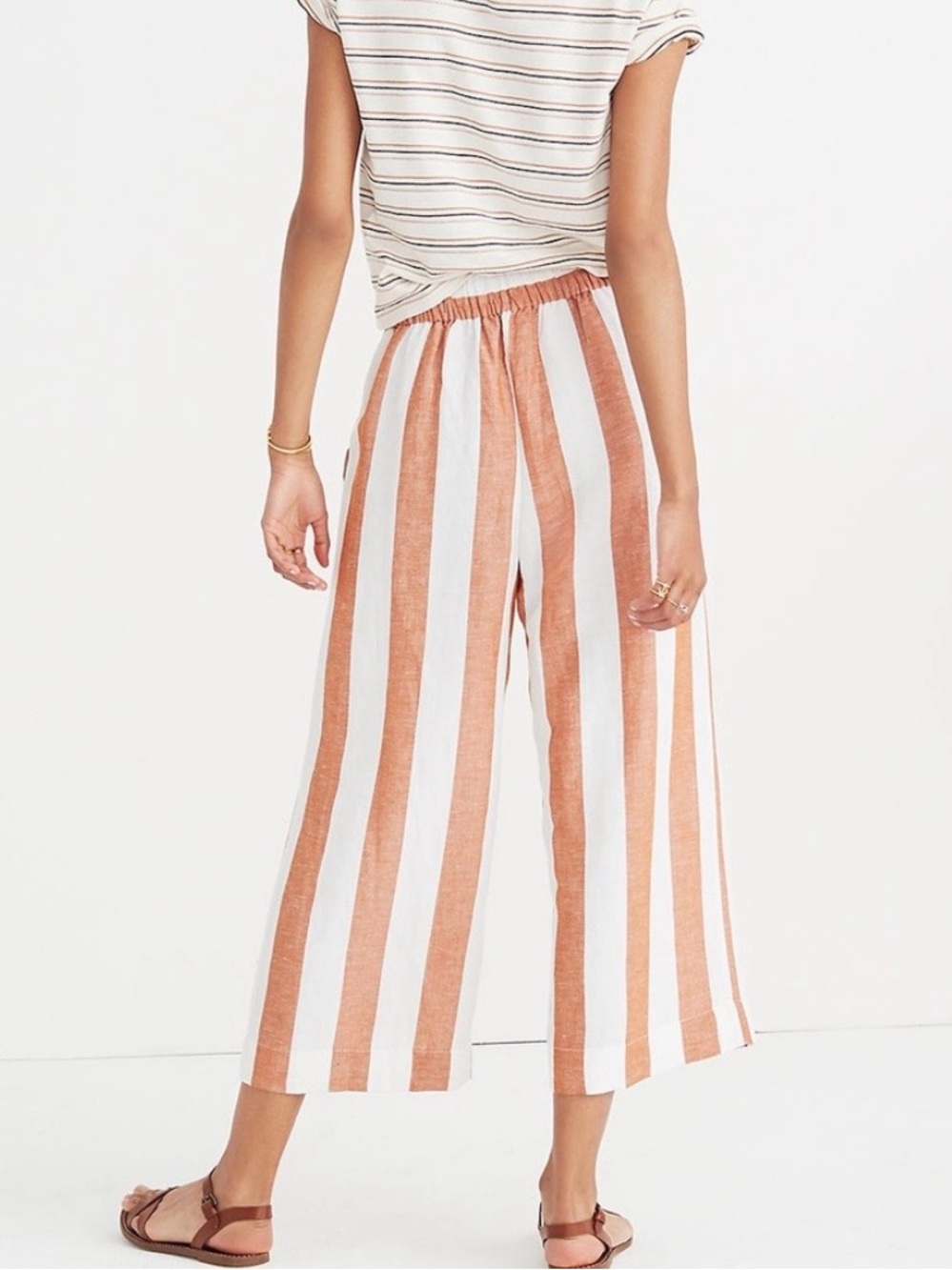 MADEWELL Striped Houston Wide Leg Cropped Pants - Picture 2 of 5